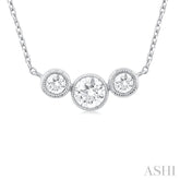 1/3 Ctw Past, Present & Future 3-Stone Bezel Set Round Cut Diamond Necklace in 14K White Gold